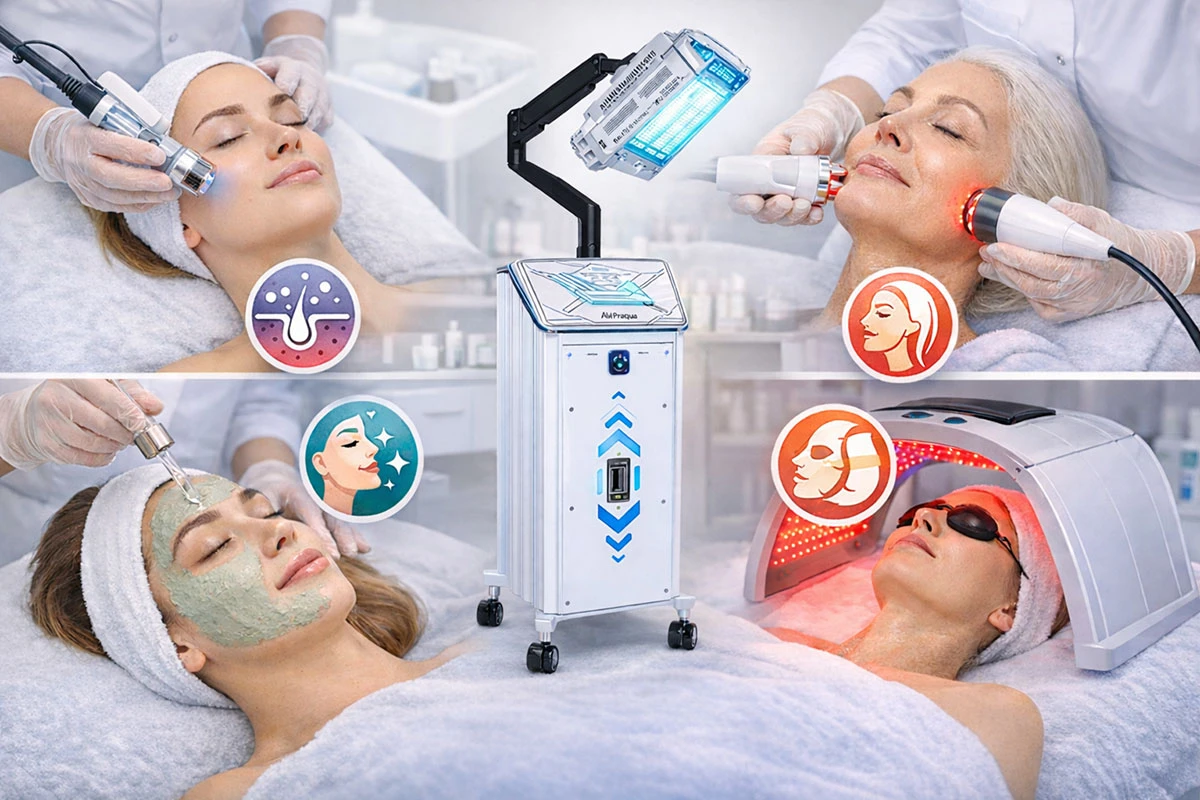 praktické místo LED terapie v ordinaci kosmetologa