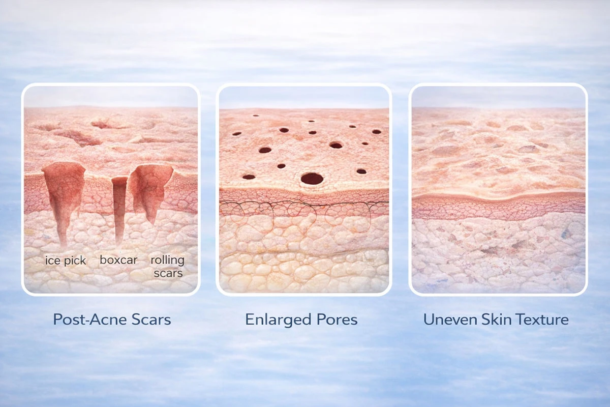 jak se liší postakné rozšířené póry nerovnoměrná textura pleti